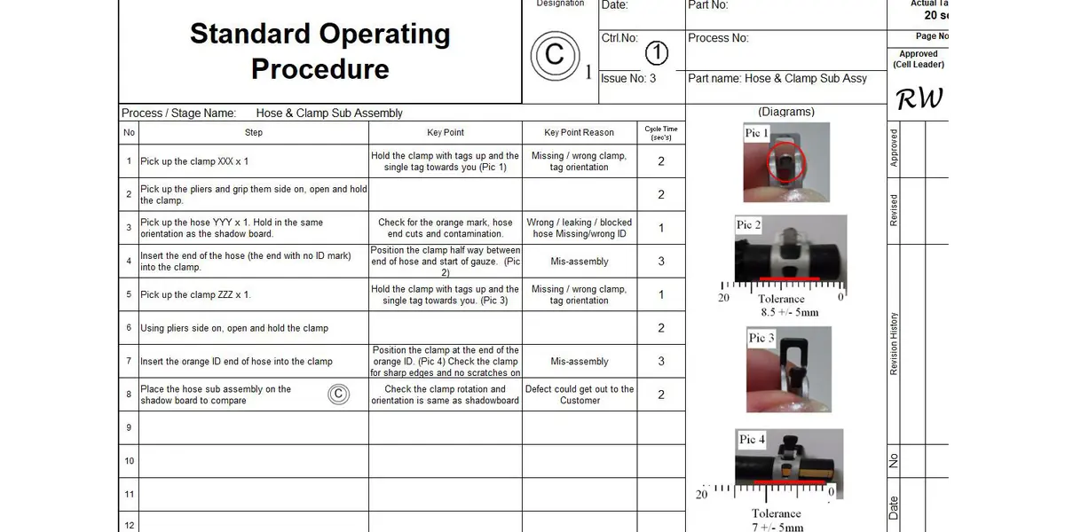 SOP excel sheet - case study
