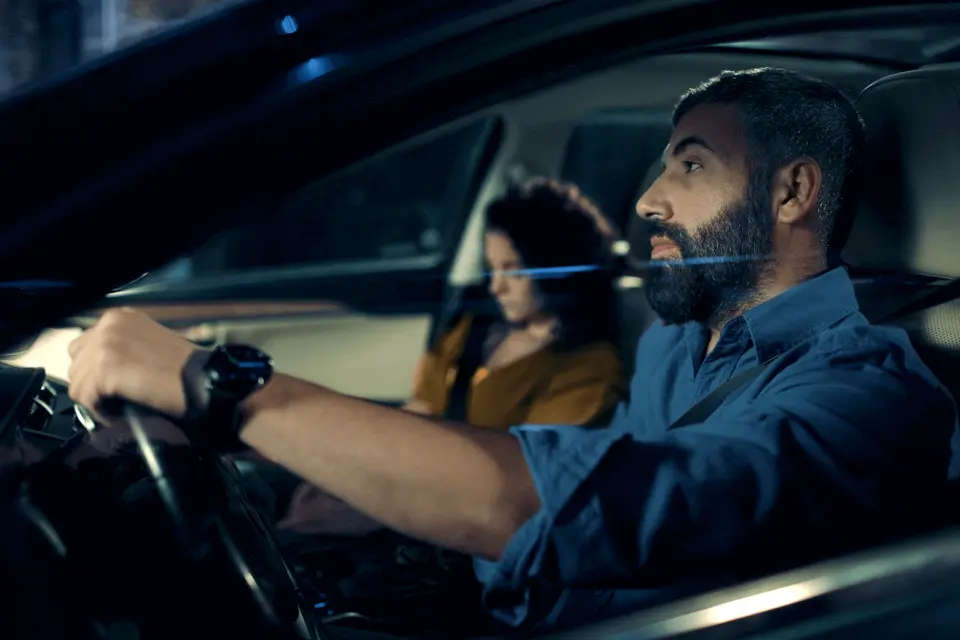 A couple in a car