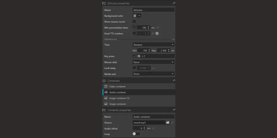Tobii Pro Lab Stimulus advancement options