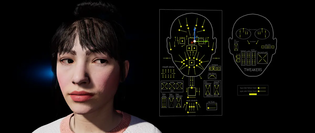 MetaHuman face control board. Image courtesy of Epic Games 
