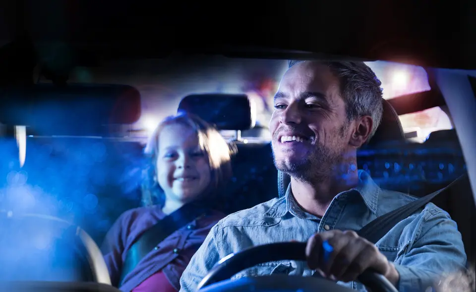 Man driving a car