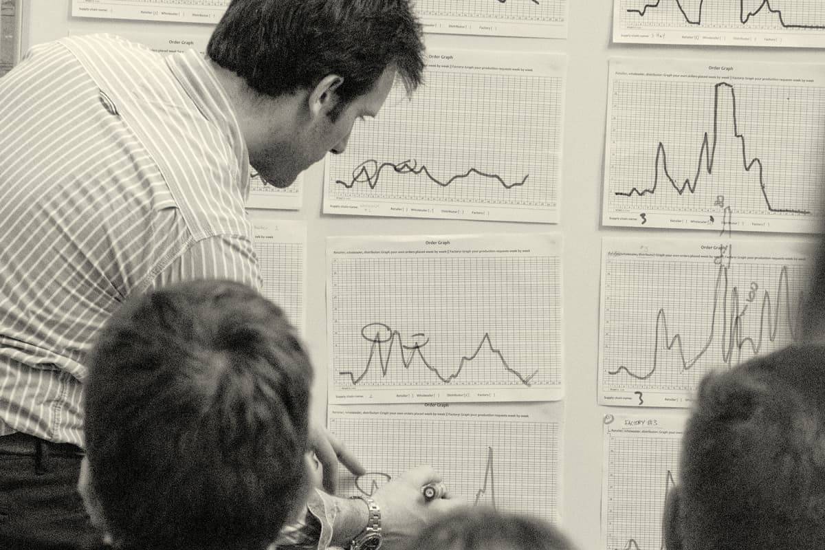 Hult students with finance graphs