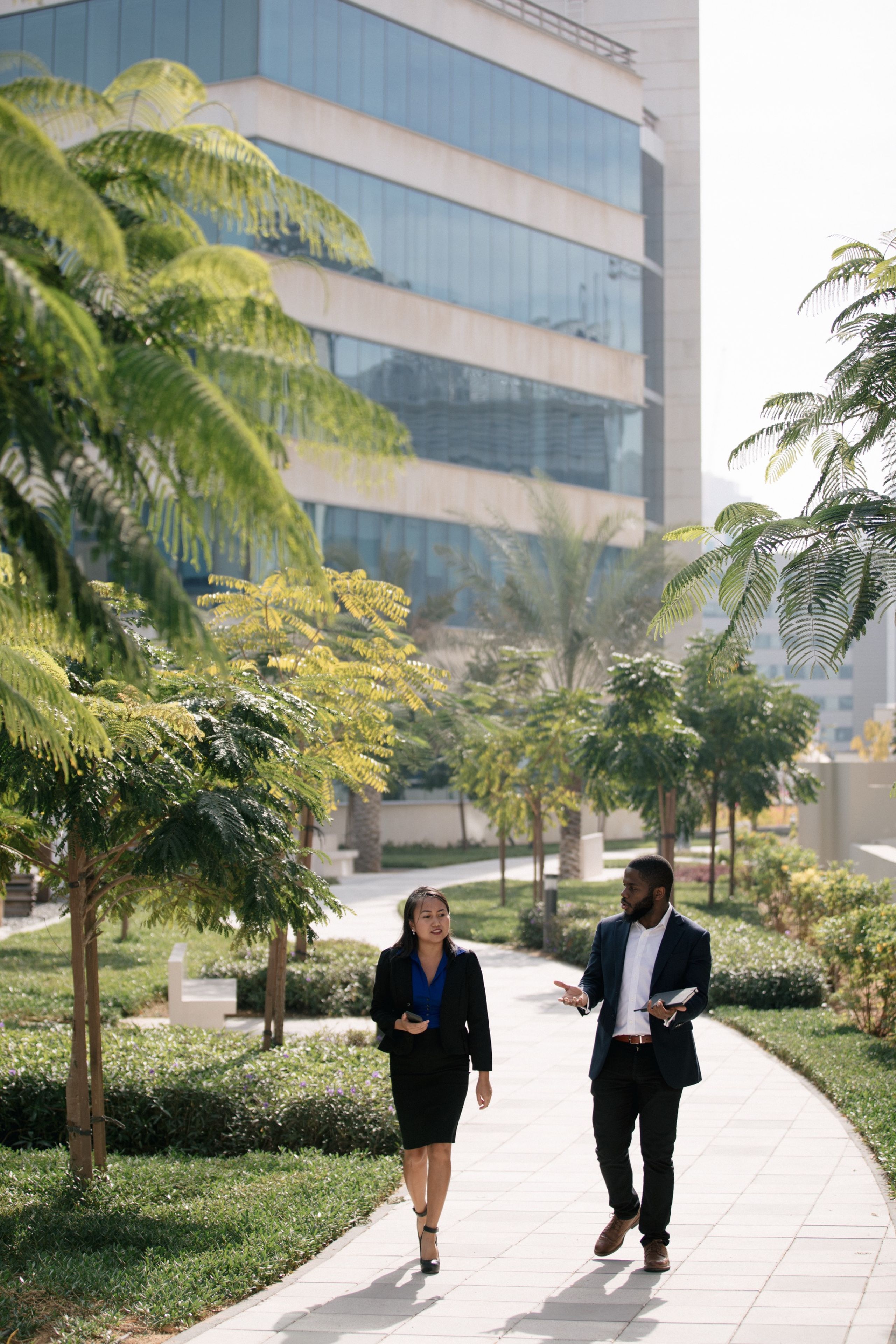 Hult students walking outside hult dubai campus