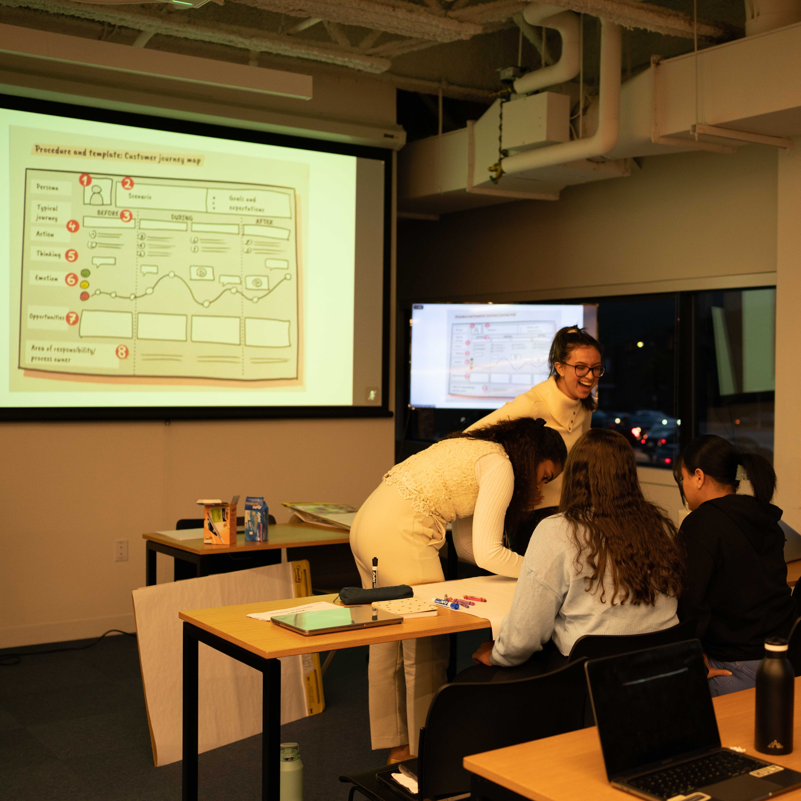 Hult students in front of wireframe