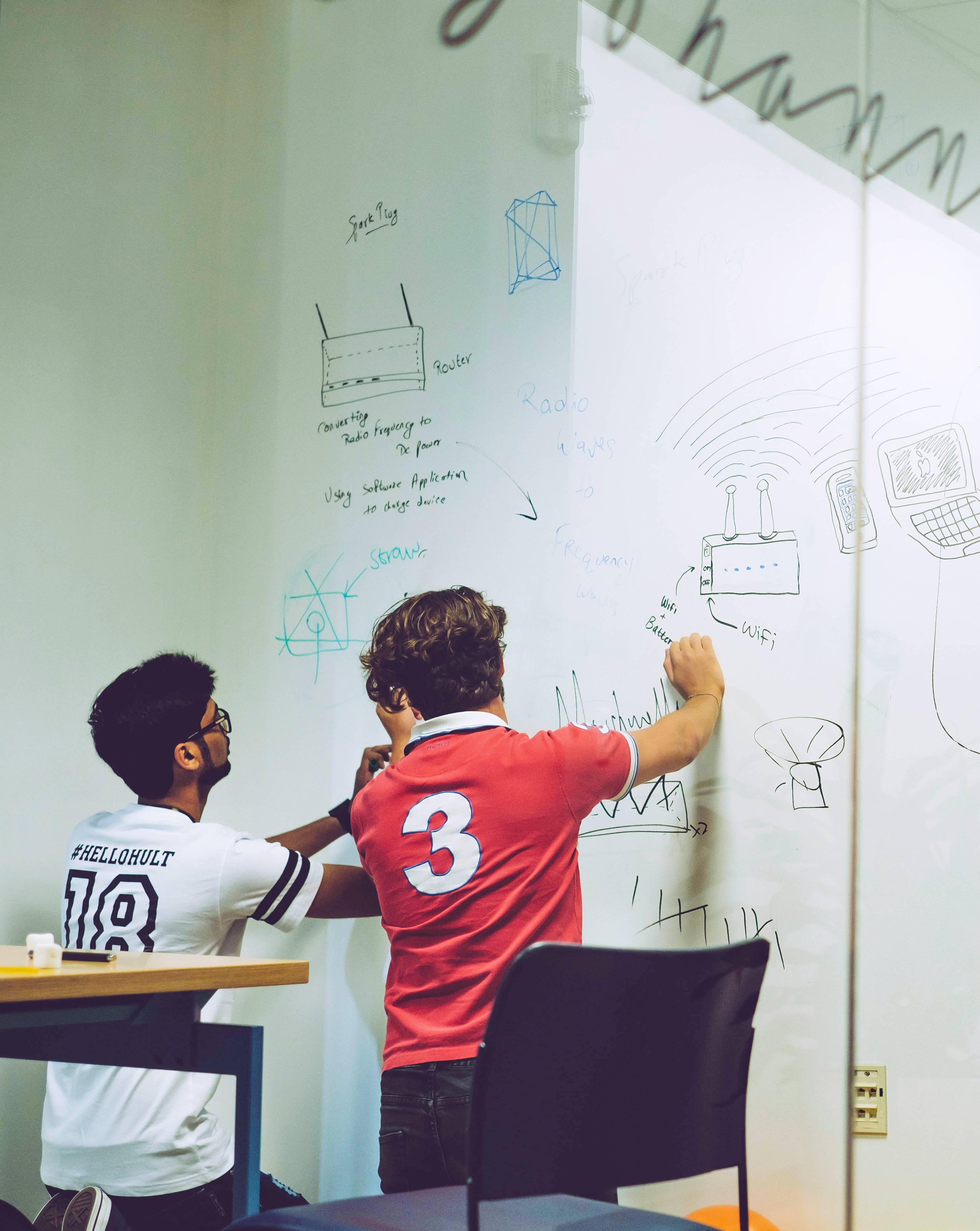 Hult students working on a whiteboard