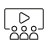 An icon depicting three people sitting in front of a screen with a play button