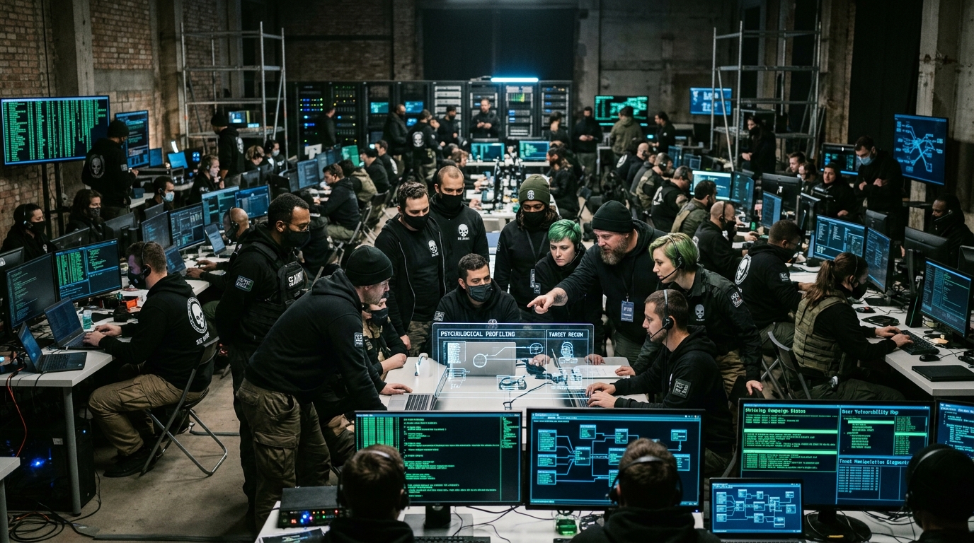 Room full of hackers trying to break into social media accounts