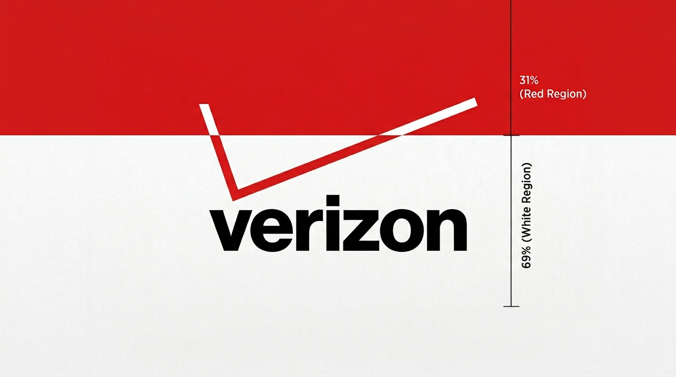 Verizon logo coloured with red and white split 31/69