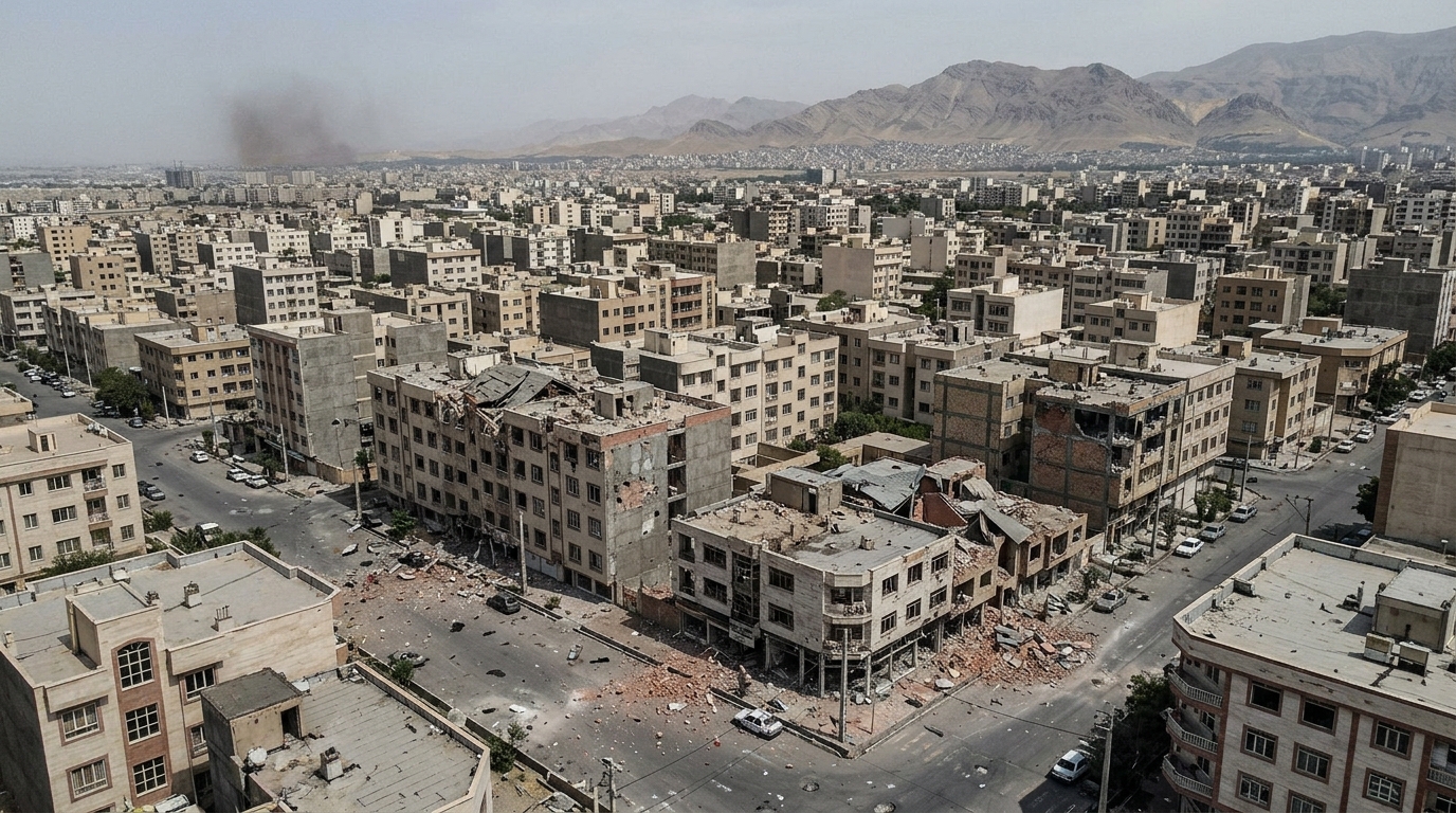 Iranian city impacted by the war with buildings damaged