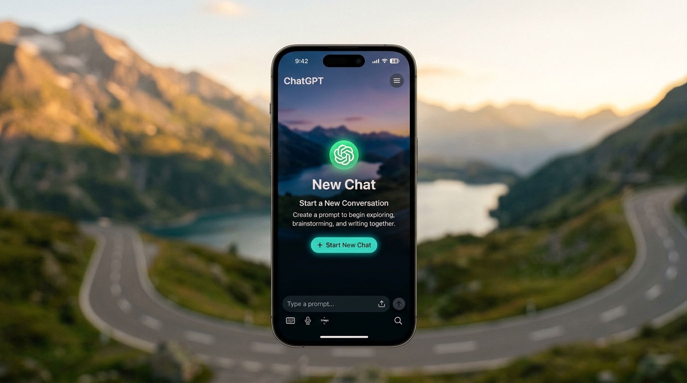 Picture of a phone with the ChatGPT prompt open