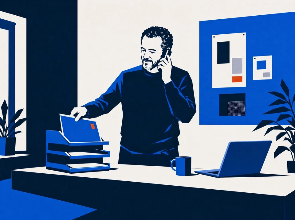 Illustration of an operator retrieving a proposal during a phone call.