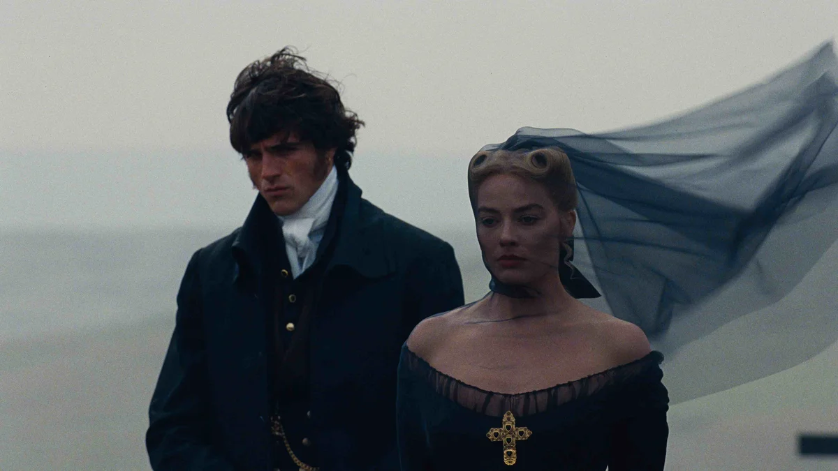 Jacob Elordi en Margot Robbie in film Wuthering Heights