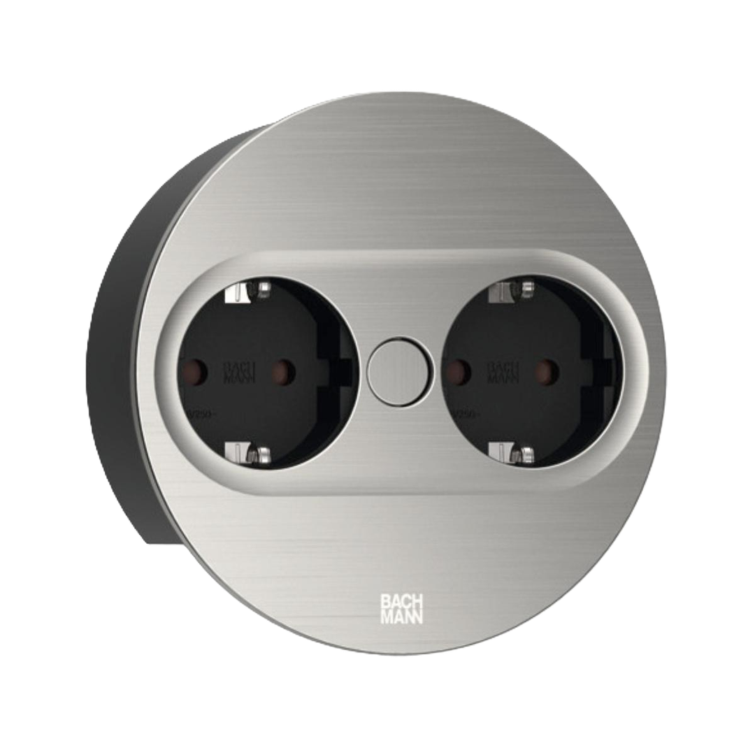 BACHMANN Twist 2 Round 2x Power Sockets Stainless Steel