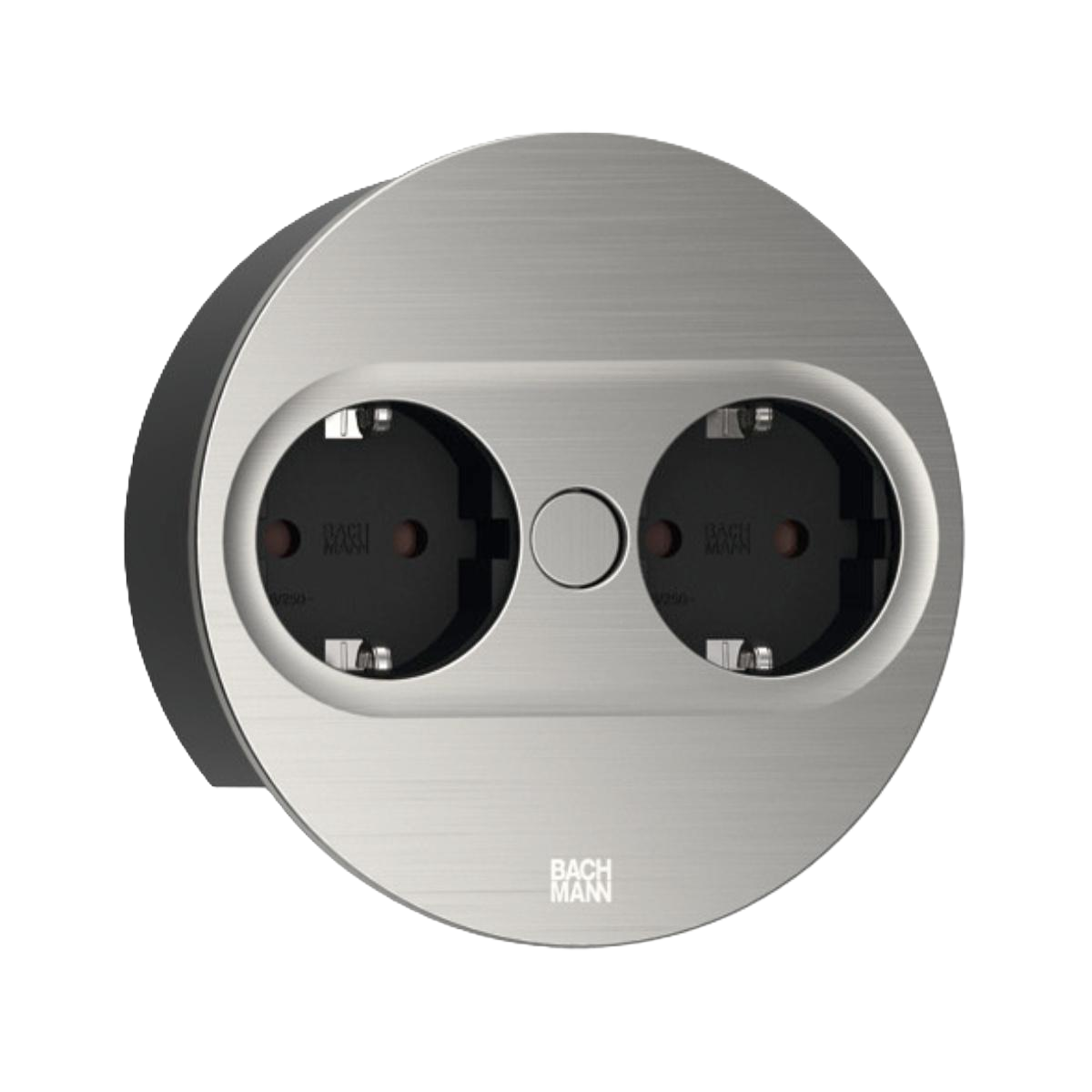 BACHMANN Twist 2 Round 2x Power Sockets Stainless Steel