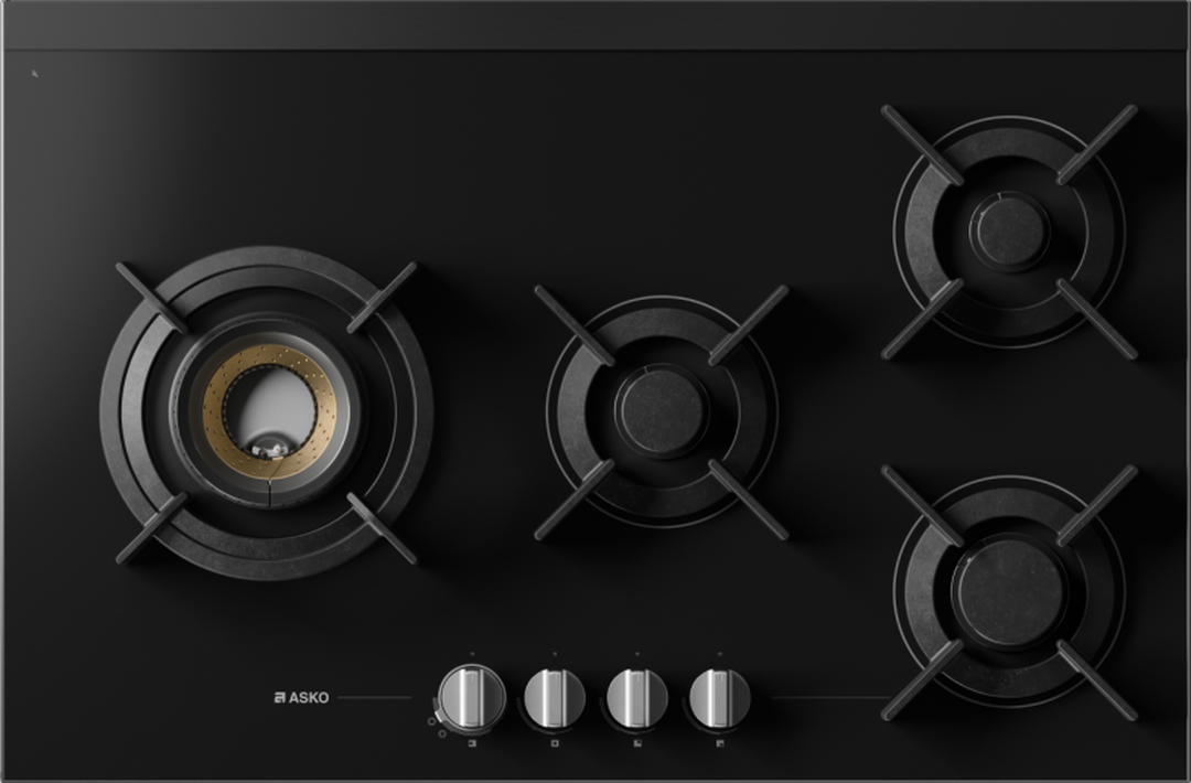 ASKO Gas Hob Black Ceramic Glass 80cm