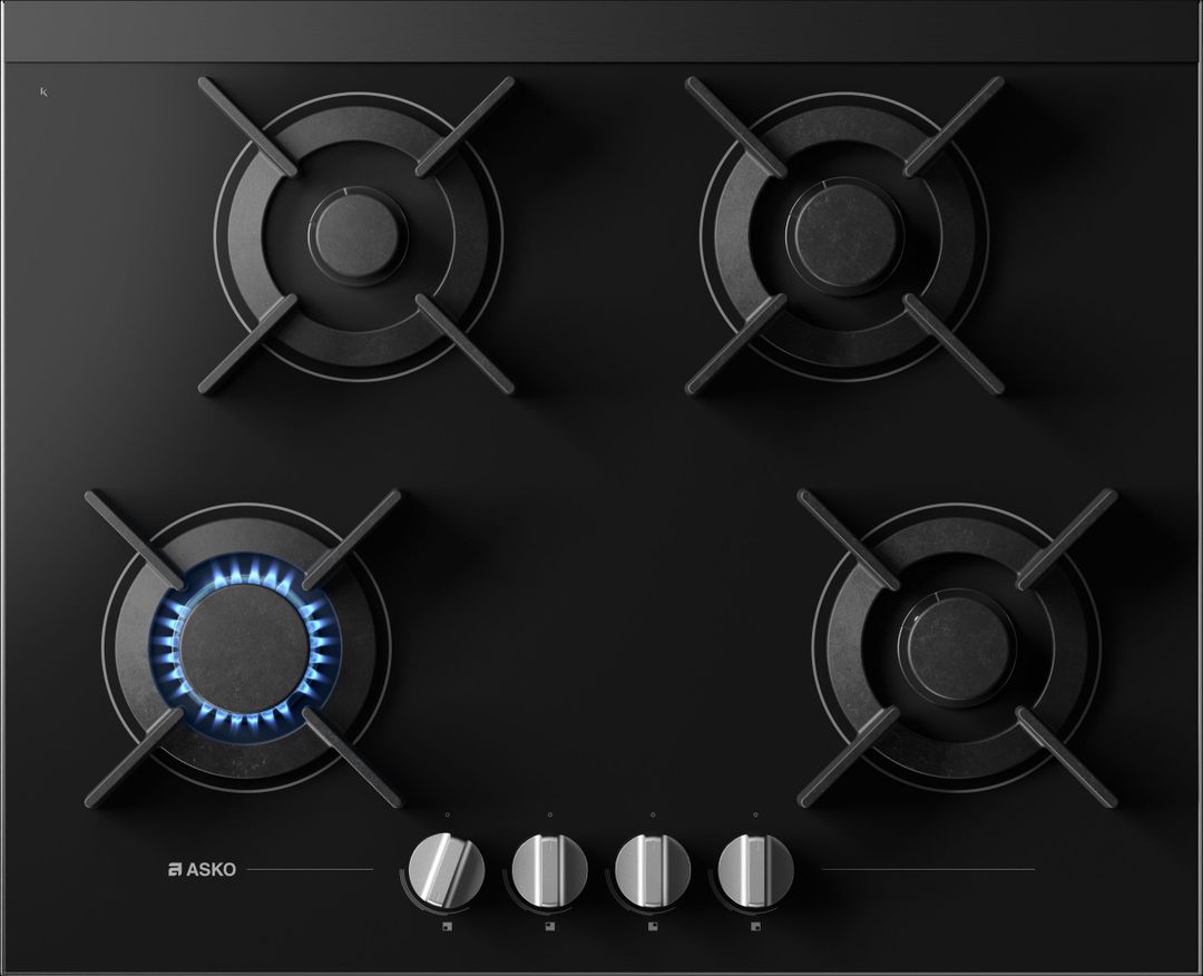 ASKO Gas Hob Black Ceramic Glass 64cm