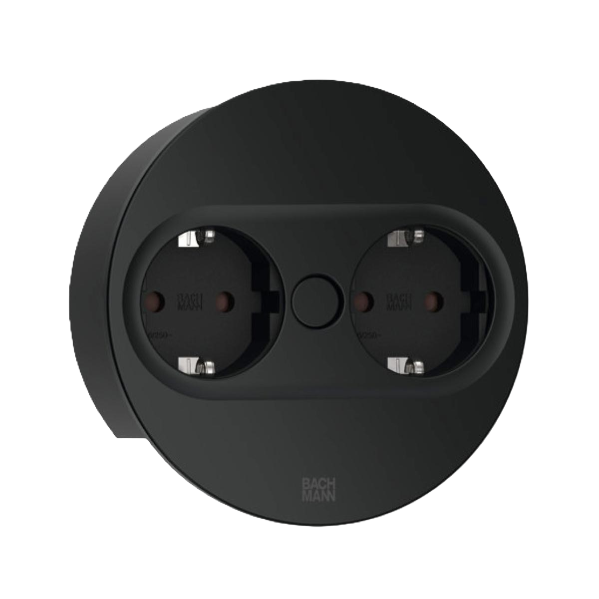 BACHMANN Twist 2 Round 2x Power Sockets Matt Black