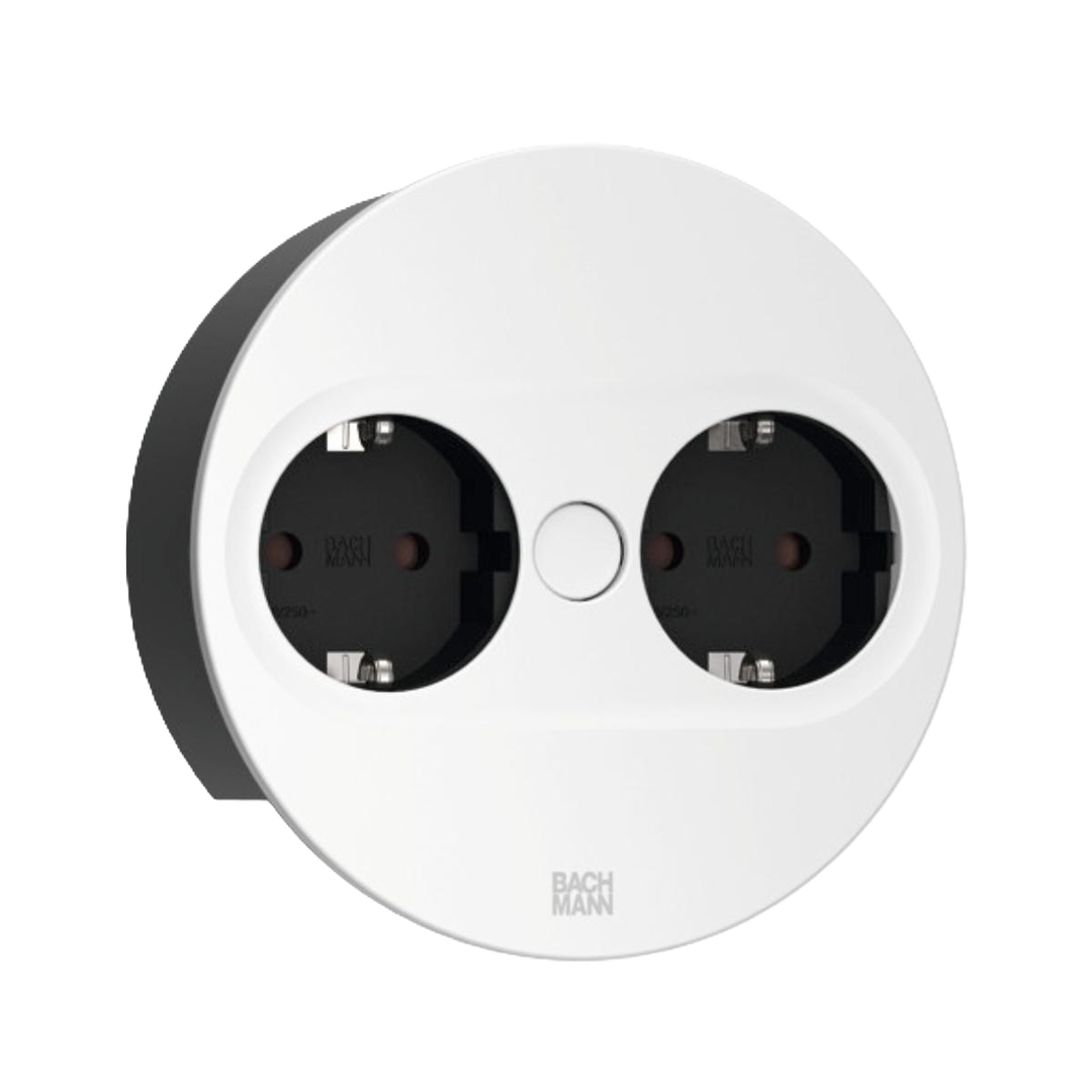 BACHMANN Twist 2 Round 2x Power Sockets Matt White