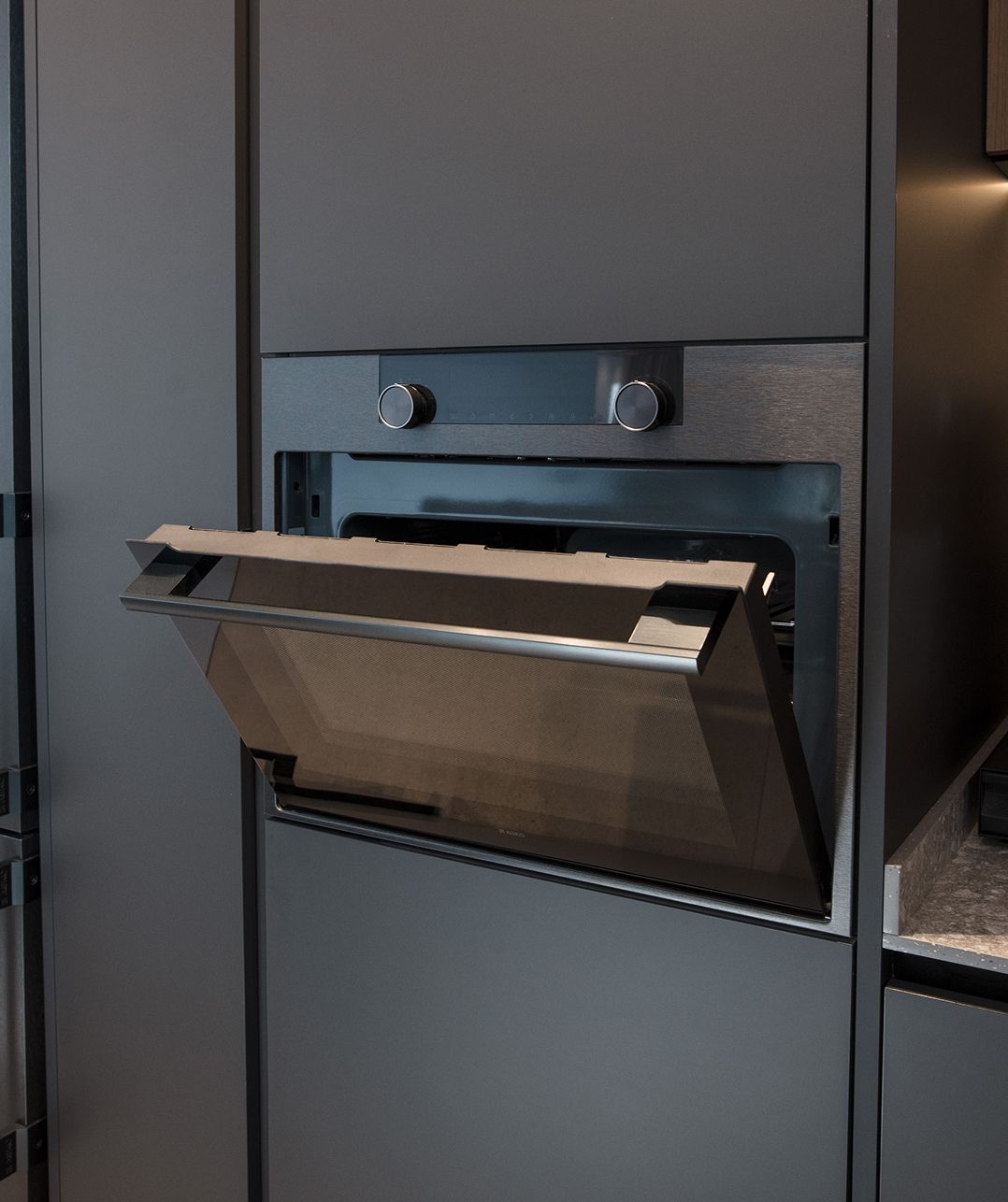 Loft apartment kitchen with glass walls, Sin El Fil