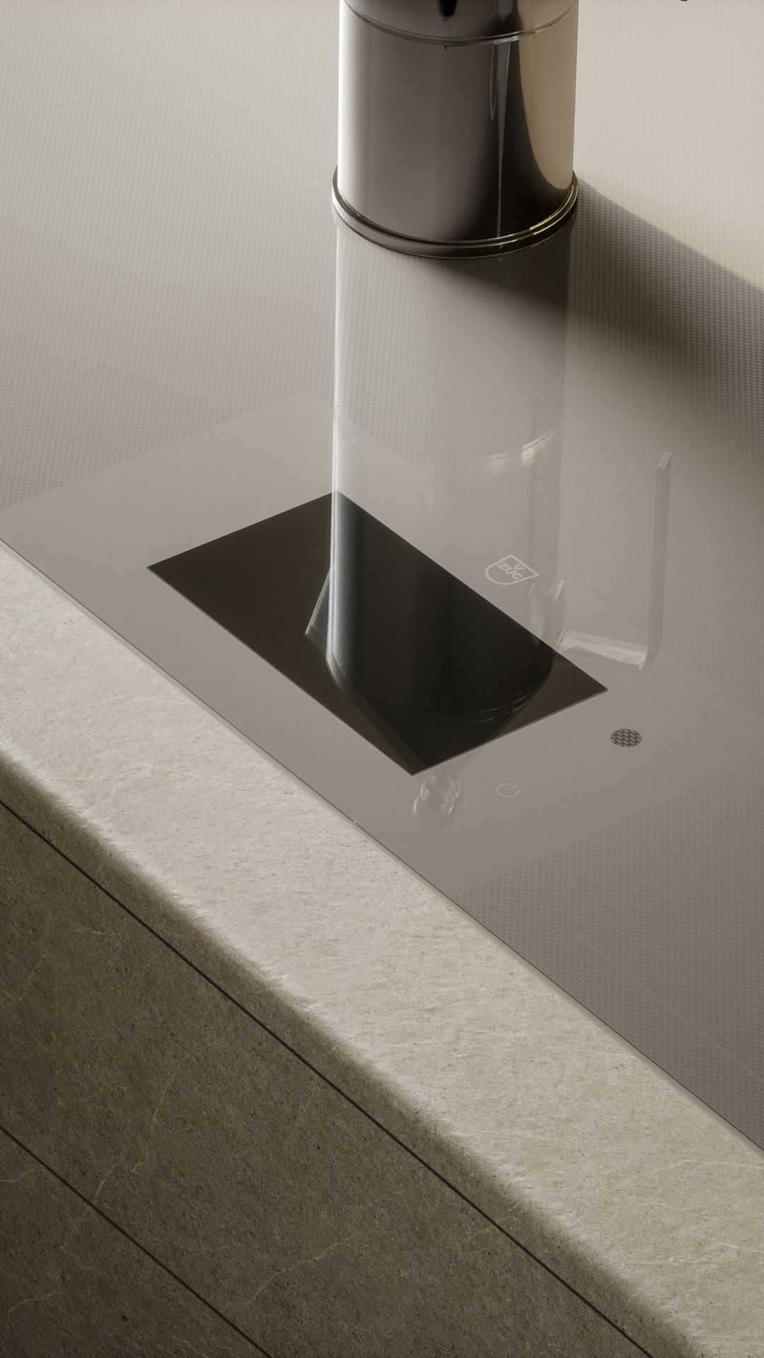 Cooktop with integrated extractor fan in a stylish kitchen
