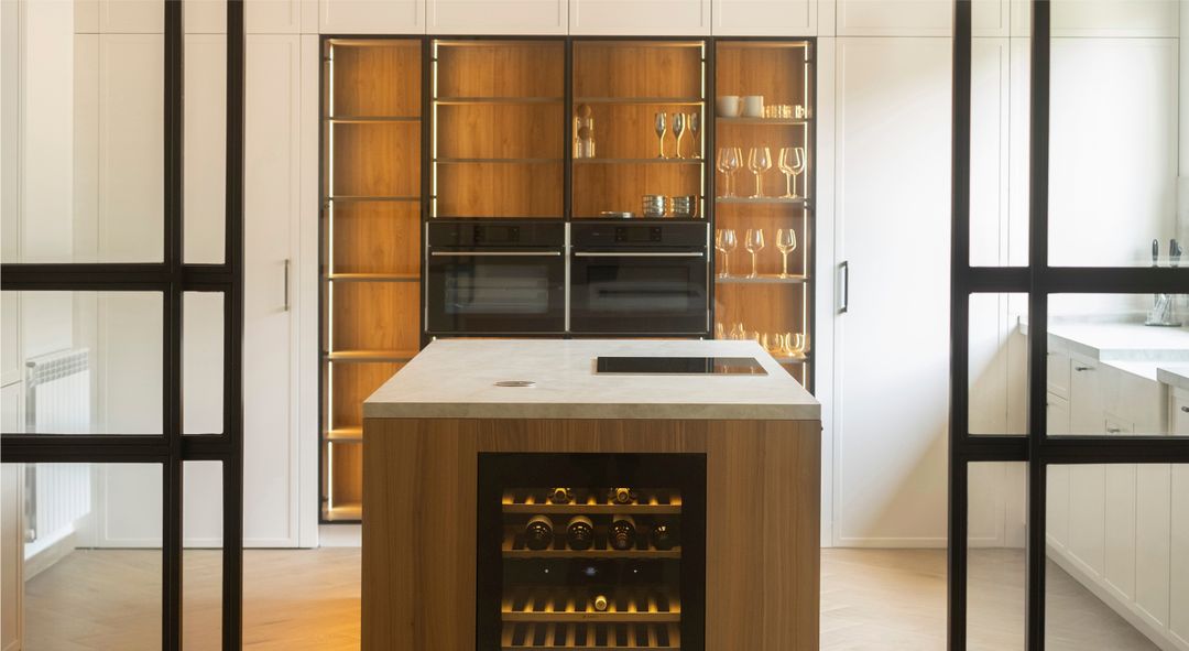Classic kitchen in frozen walnut and framed white lacquer in Rabieh