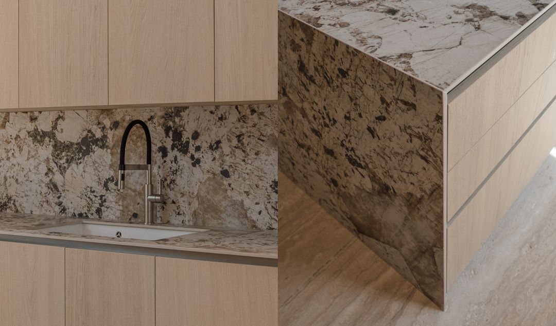 Milk Oak kitchen open to the living space, Cornet El Hamra