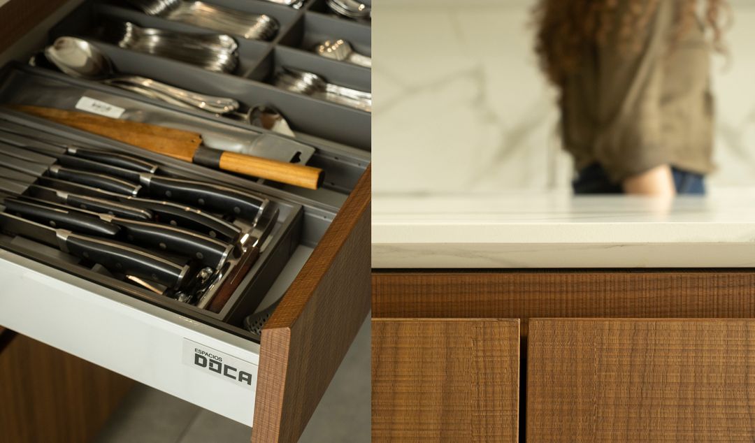 White Fenix and walnut kitchen in Zeitouna, view 9