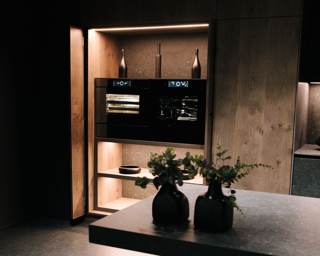 Pocket doors concealing appliances, Kitchen Avenue showroom