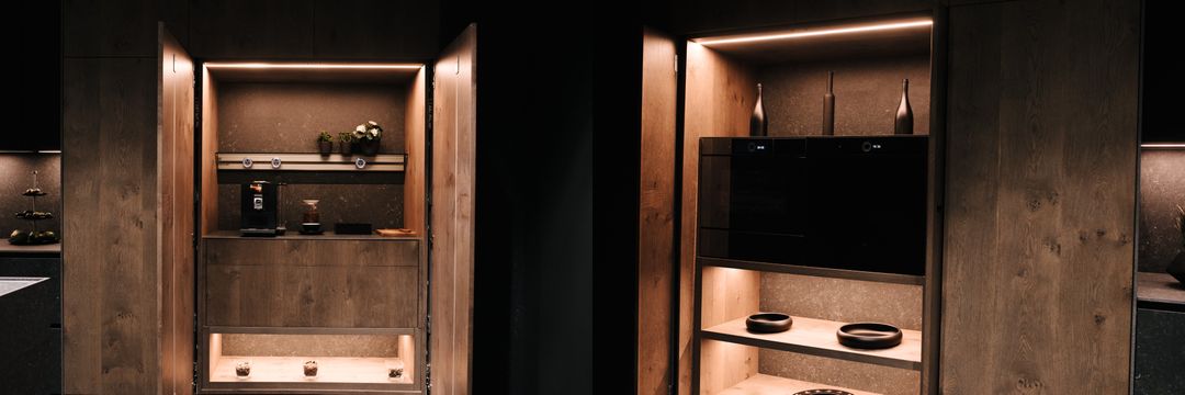 Pierre Bleue showroom kitchen, view 4