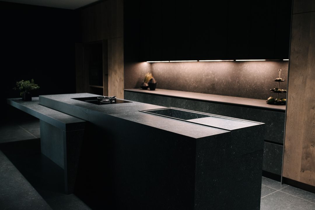 Pierre Bleue showroom kitchen, view 3