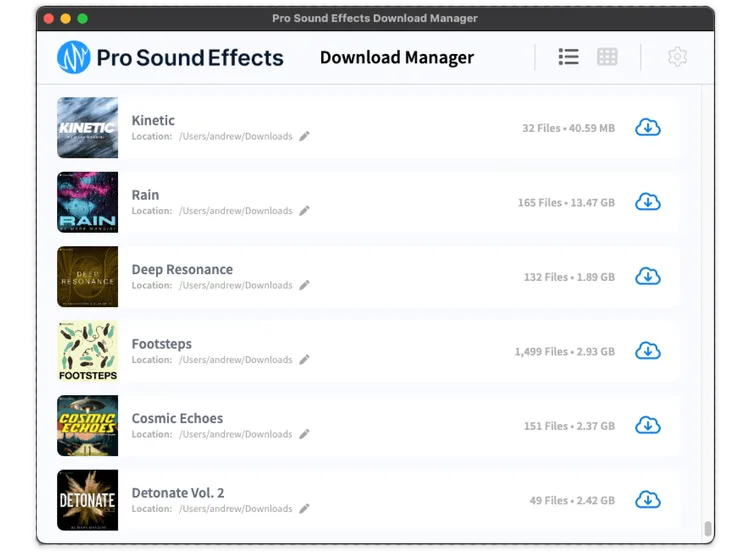 Download Manager | Pro Sound Effects