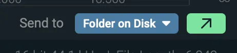 Folder on Diskに設定されたWaveformフッターのSend toコントロールと緑色の転送ボタン