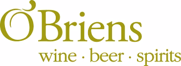 Green text logo for "O'Briens" with the words "wine," "beer," and "spirits" underneath, separated by dots.