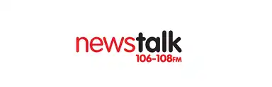 Logo of Newstalk radio, featuring "newstalk" in red and black text and "106-108FM" below it, on a white background.