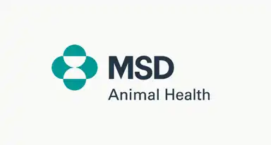 MSD Animal Health logo featuring a teal geometric symbol with four overlapping circles and the company name in dark text.