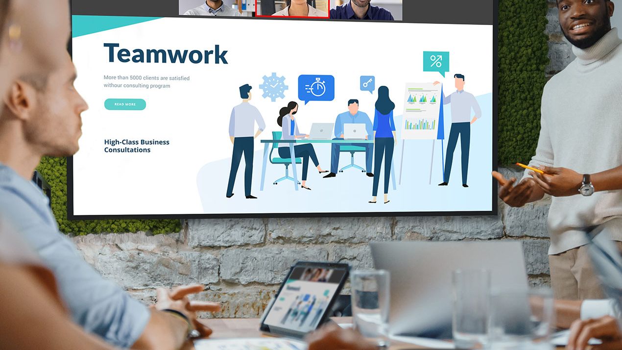 Optoma display in a modern corporate collaboration area