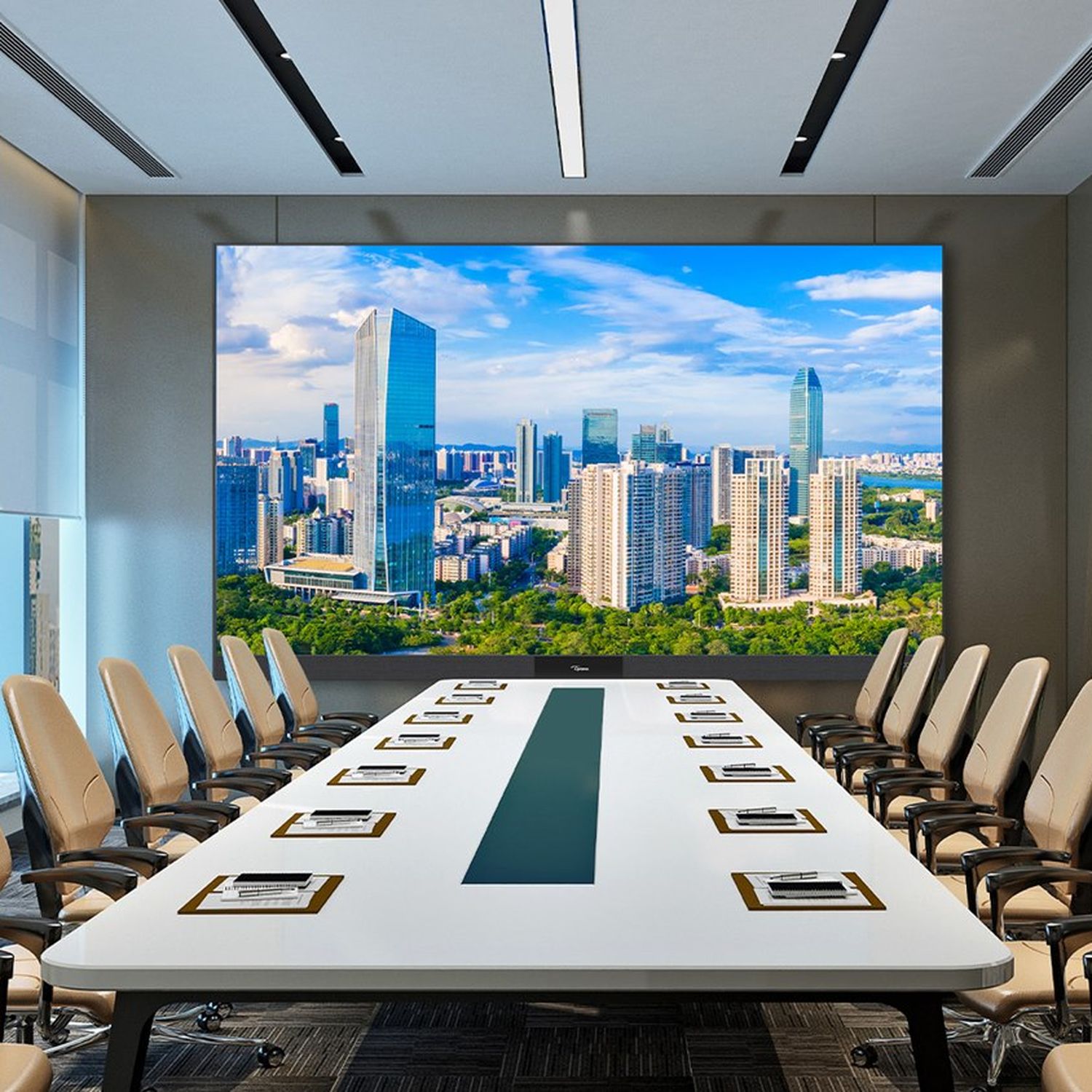 Optoma FHDC135 LED display in corporate conference room environment