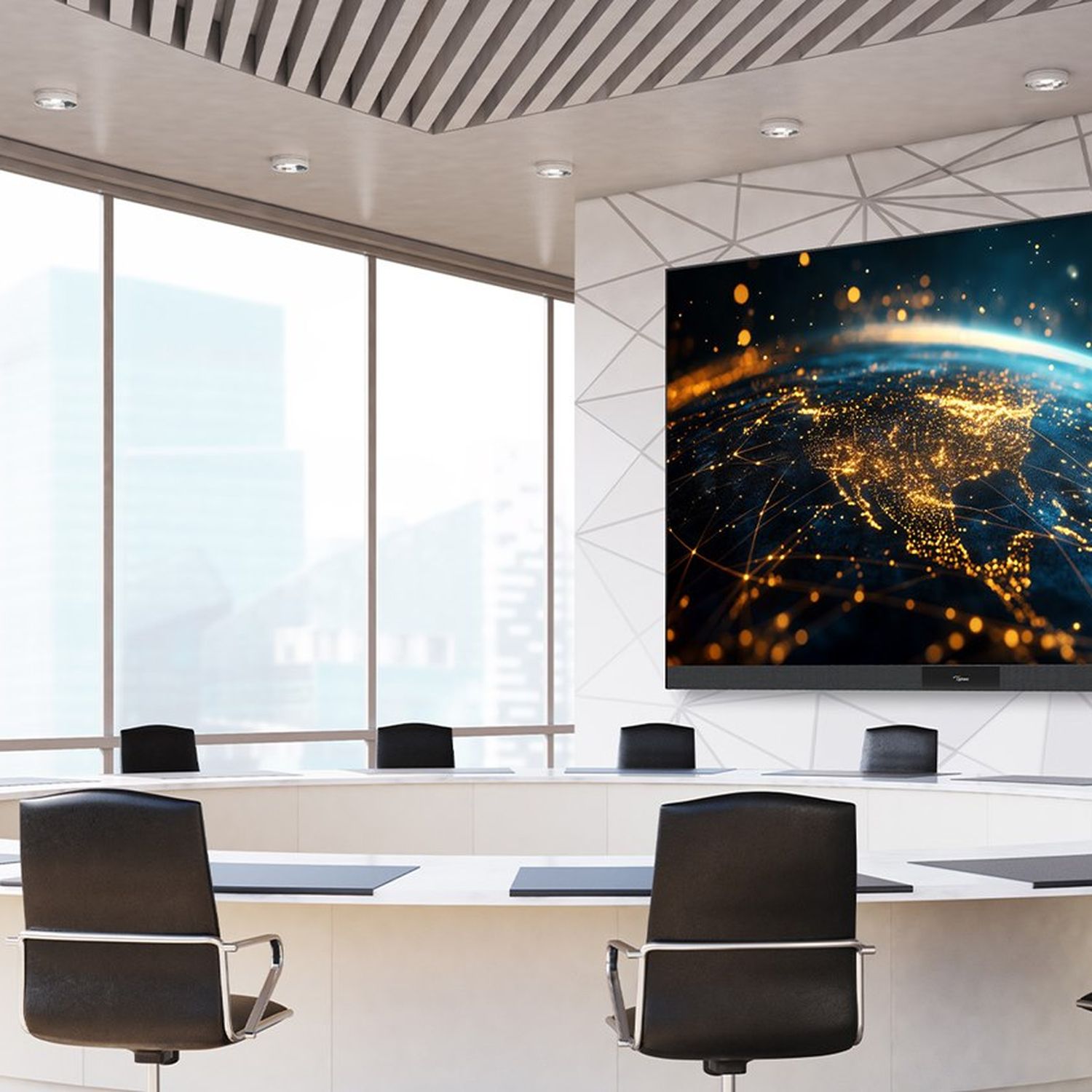 Optoma FHDC135 LED display in corporate boardroom conference room environment
