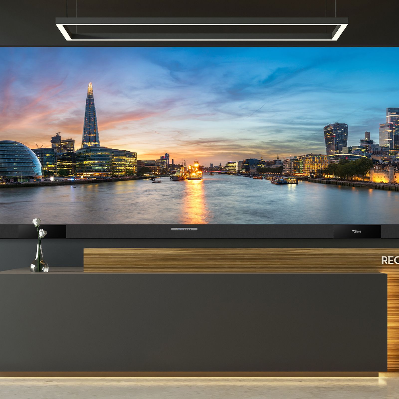 Optoma UWC196 LED display in reception lobby area