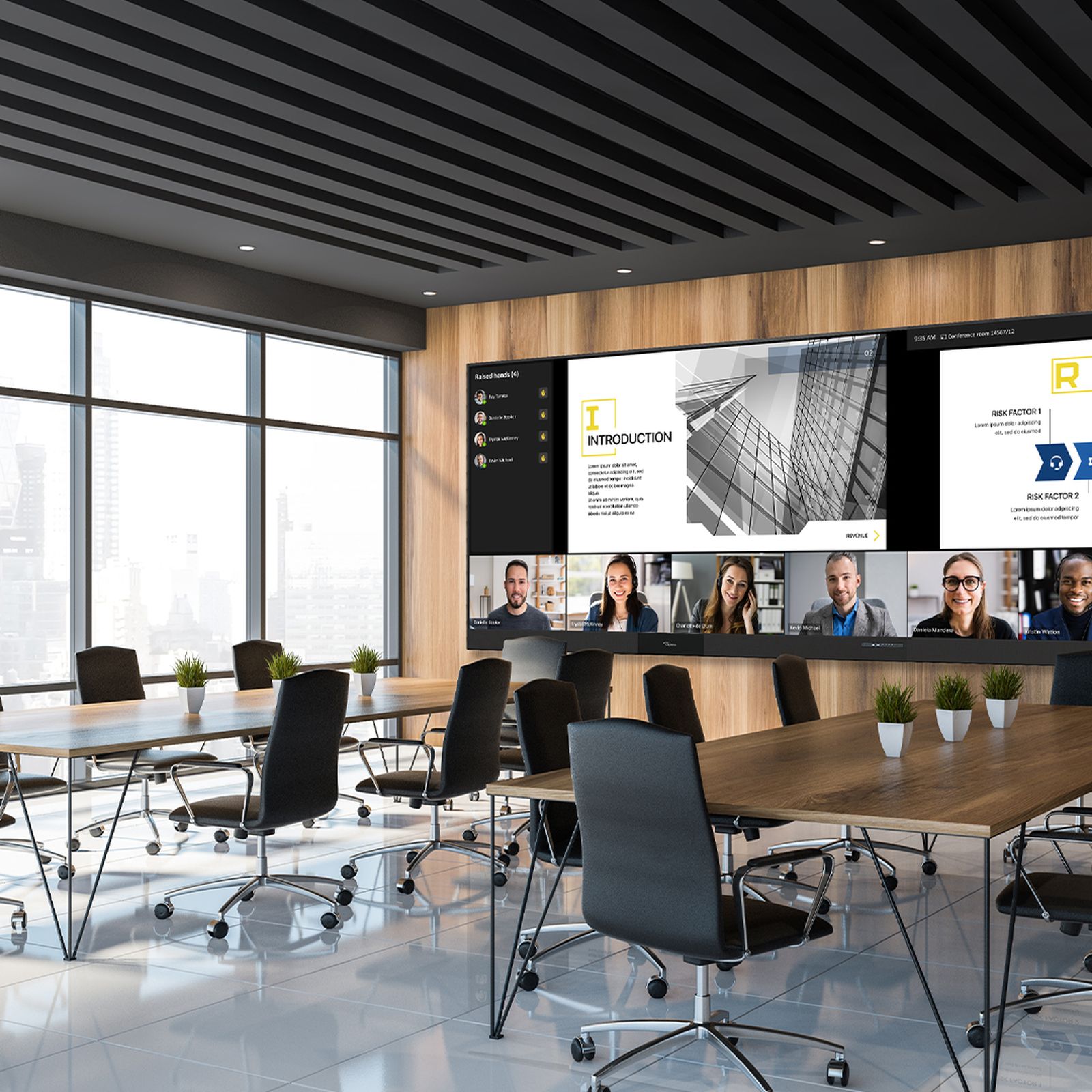 Optoma UWC196 LED display in corporate boardroom conference room environment