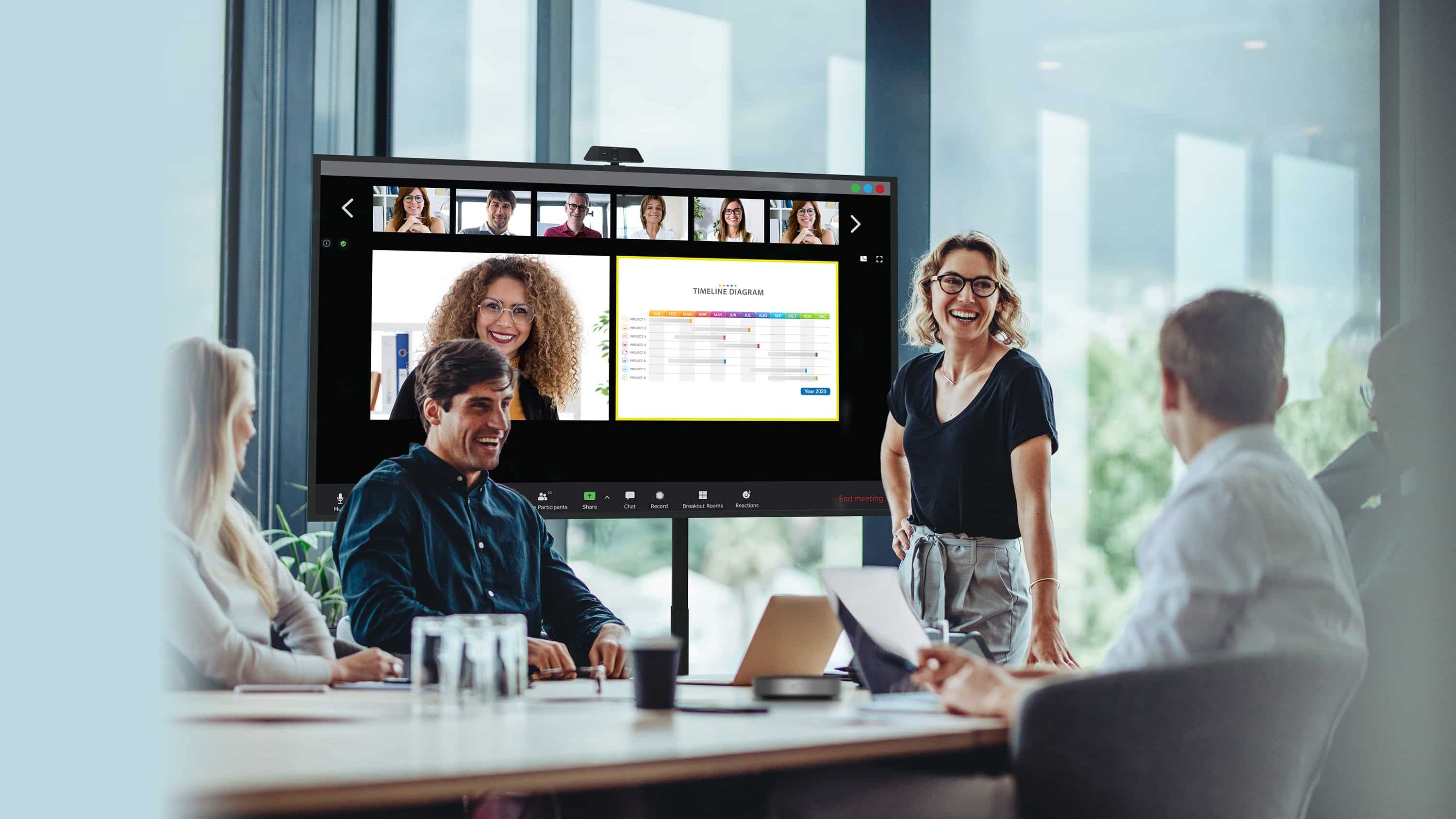 Optoma display powering a hybrid meeting setup