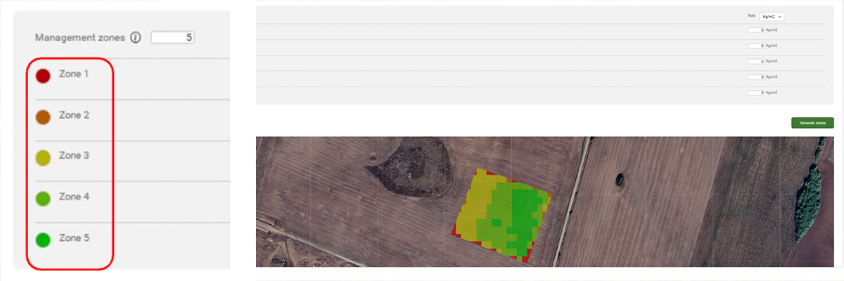 Vegetation indices map used for variable rate application