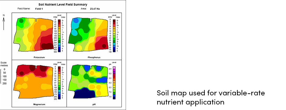 Image of soil showing variabale rate nutrient application