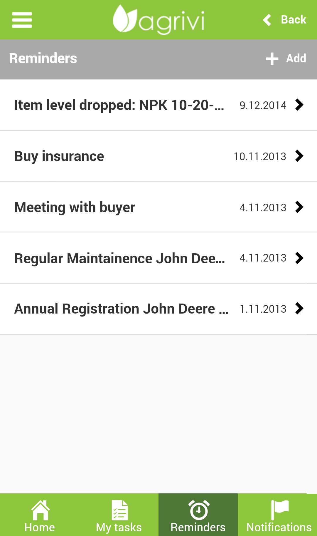 App AGRIVI Reminders