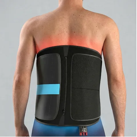 A man wearing a Game Ready back wrap.
