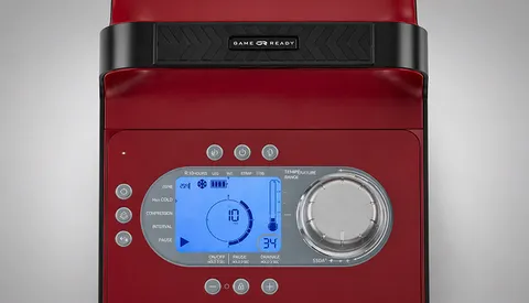 Close-up of a digital control panel on a Game Ready unit.