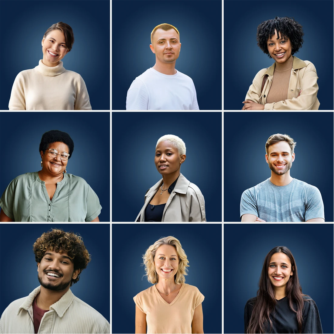 After: AI-enhanced headshots with consistent backgrounds and lighting