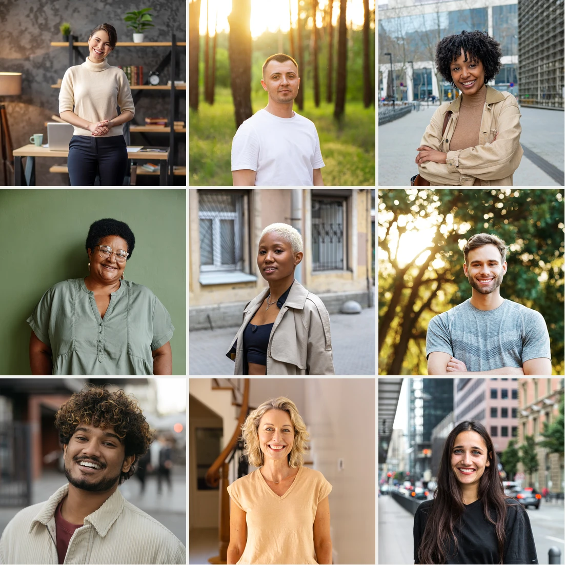 Before: Original employee photos with varied backgrounds