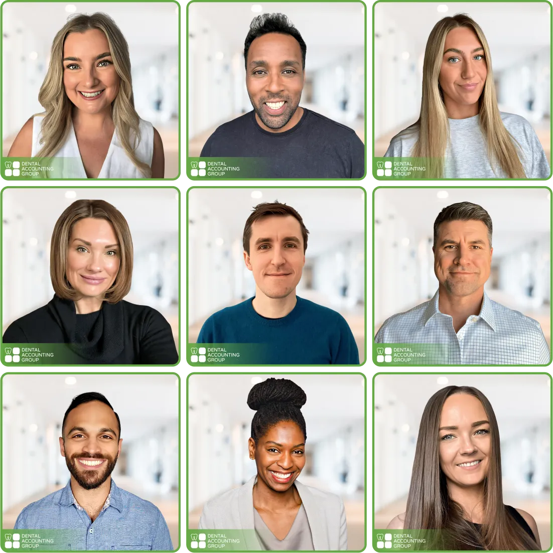 After: AI-enhanced headshots with consistent backgrounds and lighting