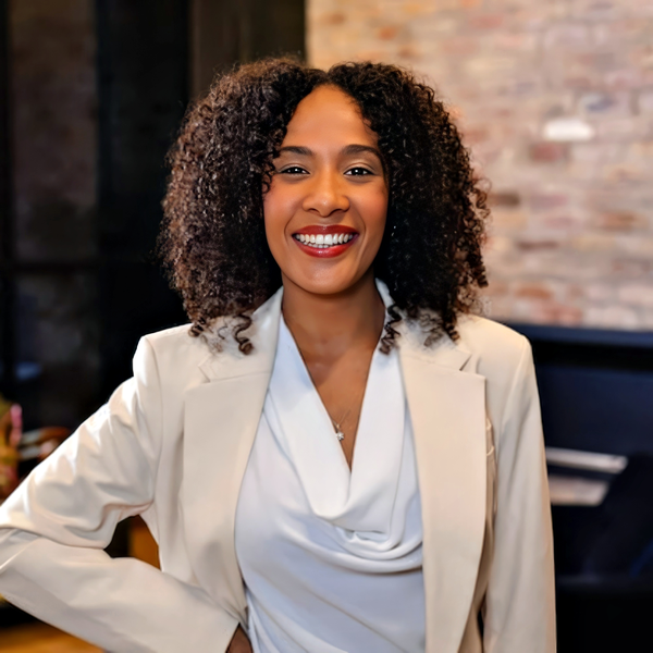 Lawyer headshot example: Black woman, real photo enhanced by AI